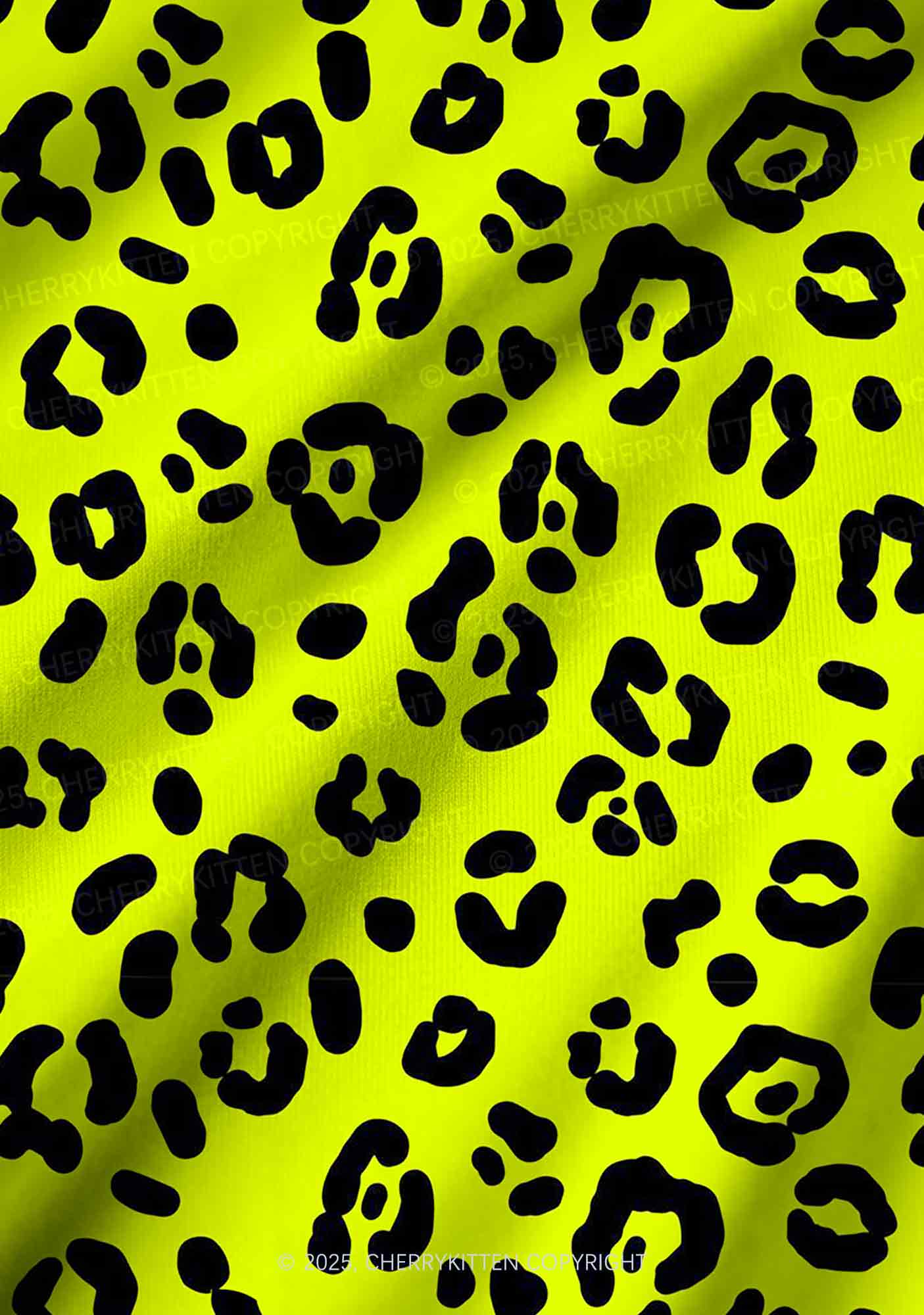 Neon Leopard Y2K Print Long Sleeve Pajama Set Cherrykitten