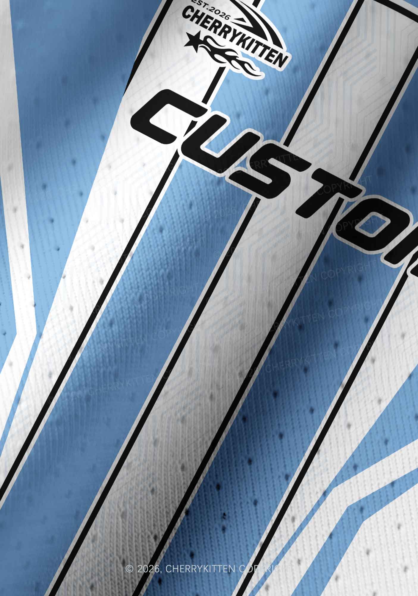 Custom Blue White Stripes Y2K Crop Football Jersey Shirts Cherrykitten
