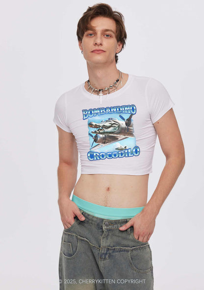 Bombandino Crocodilo Italian Brainrot Shirt Y2K Baby Tee Cherrykitten