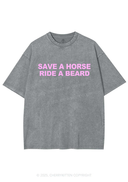 Ride A Beard Y2K Shirts Washed Tee Cherrykitten