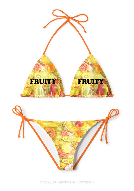 Orange Fruity Pride Y2K Print Bikini Set Cherrykitten
