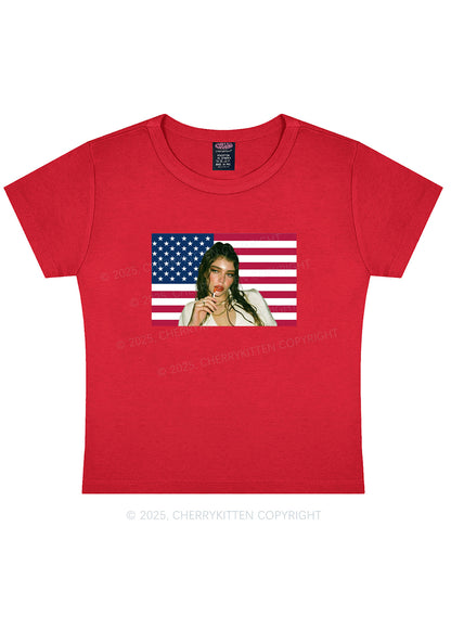Custom Portrait Flag Y2K Baby Tee Cherrykitten