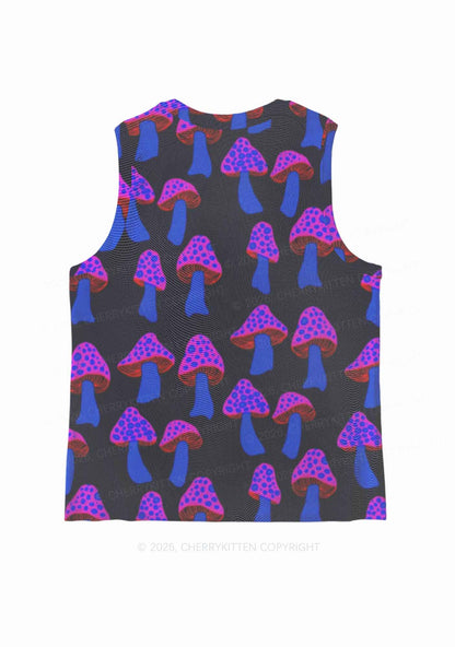 Blue Mushroom Y2K Mesh Muscle Tank Cherrykitten