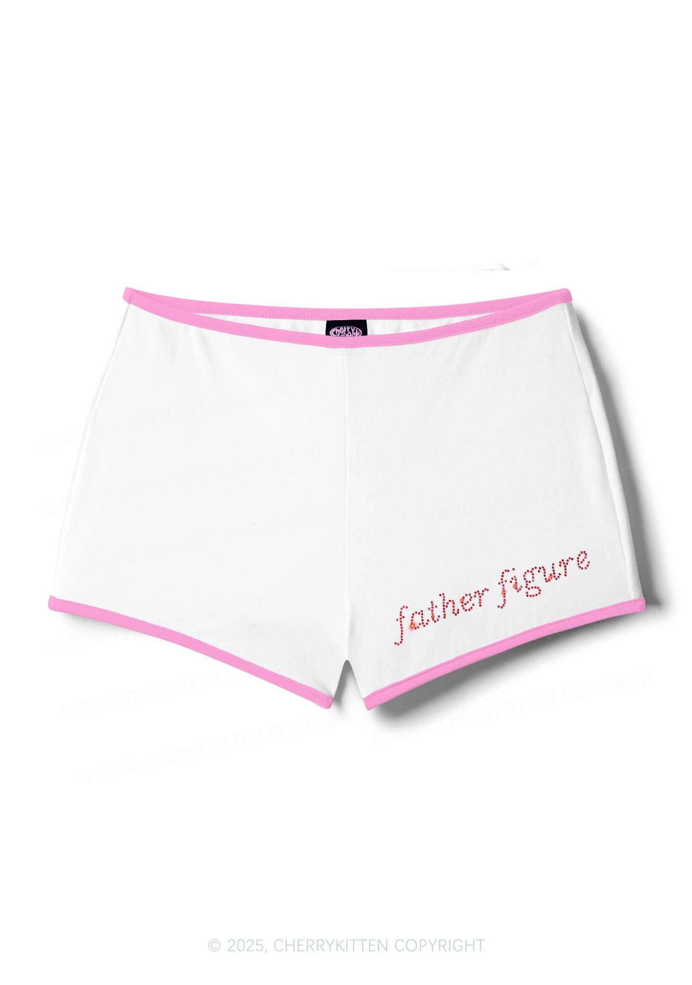 Rhinestone Red Father Figure Y2K Booty Shorts Cherrykitten