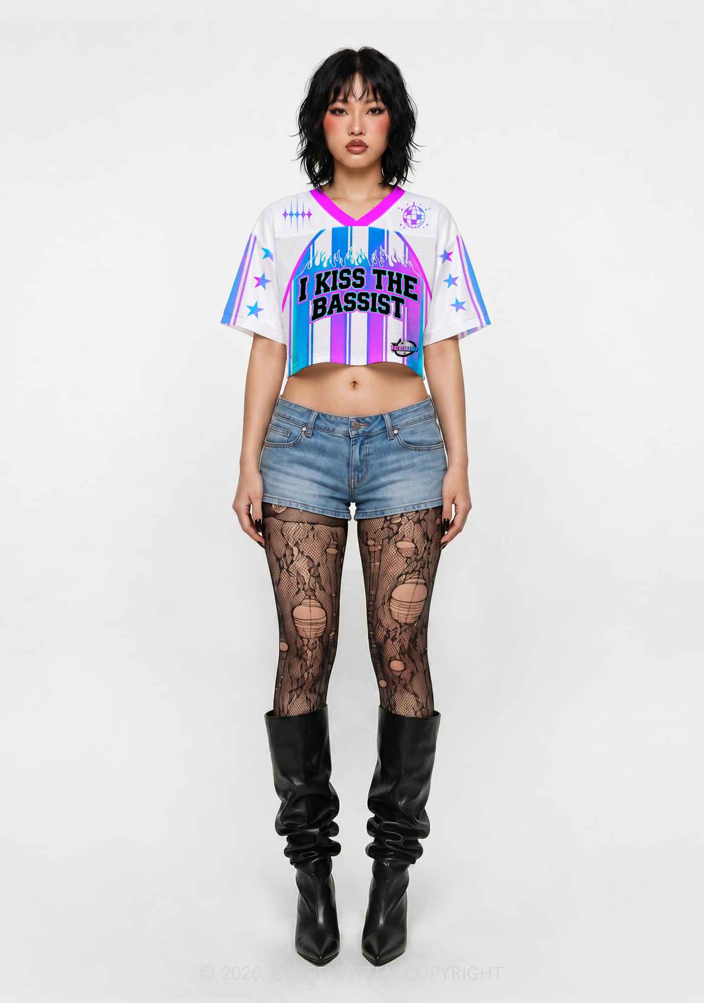 I Kiss The Bassist Y2K Crop Sport Jersey Shirts Cherrykitten
