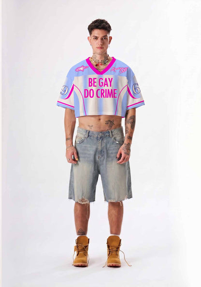 Purple Be Gay Do Crime Pride Y2K Crop Sport Jersey Shirts Cherrykitten