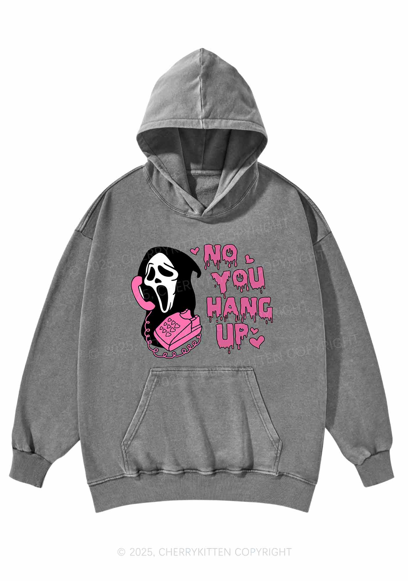 Halloween No You Hang Up Y2K Washed Hoodie Cherrykitten