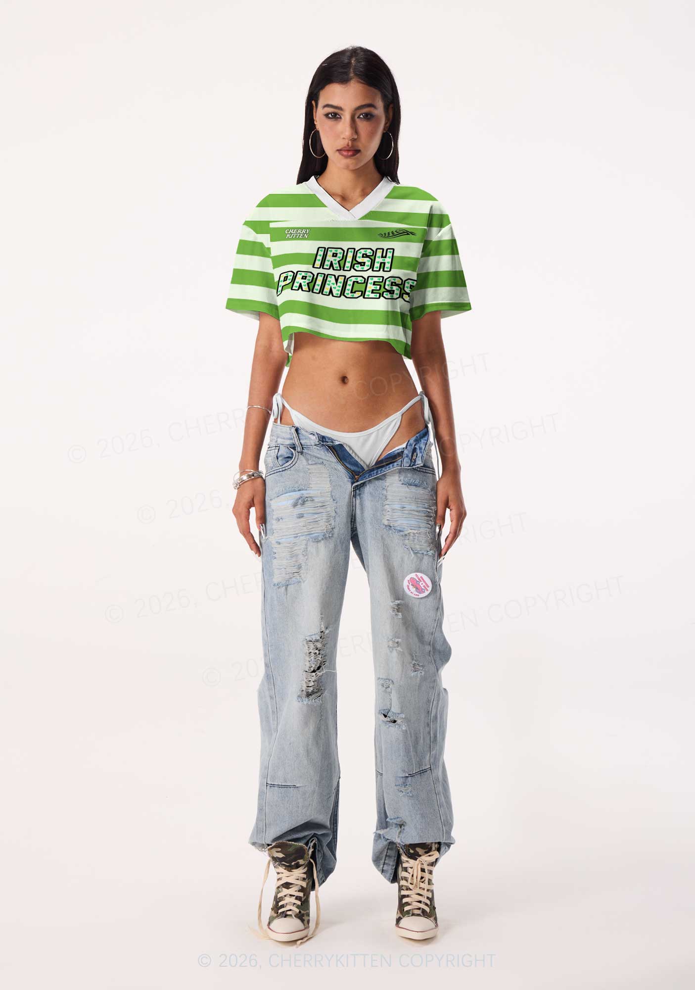 Custom Irish Princess St Patricks Y2K Crop Sport Jersey Shirts Cherrykitten