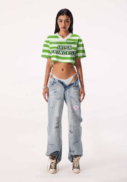 Custom Irish Princess St Patricks Y2K Crop Sport Jersey Shirts Cherrykitten