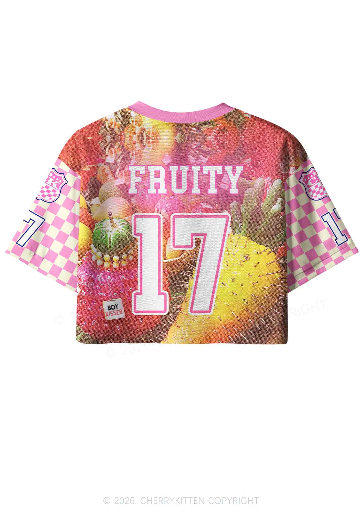 Pink Fruity Pride Y2K Crop Sport Jersey Shirts Cherrykitten