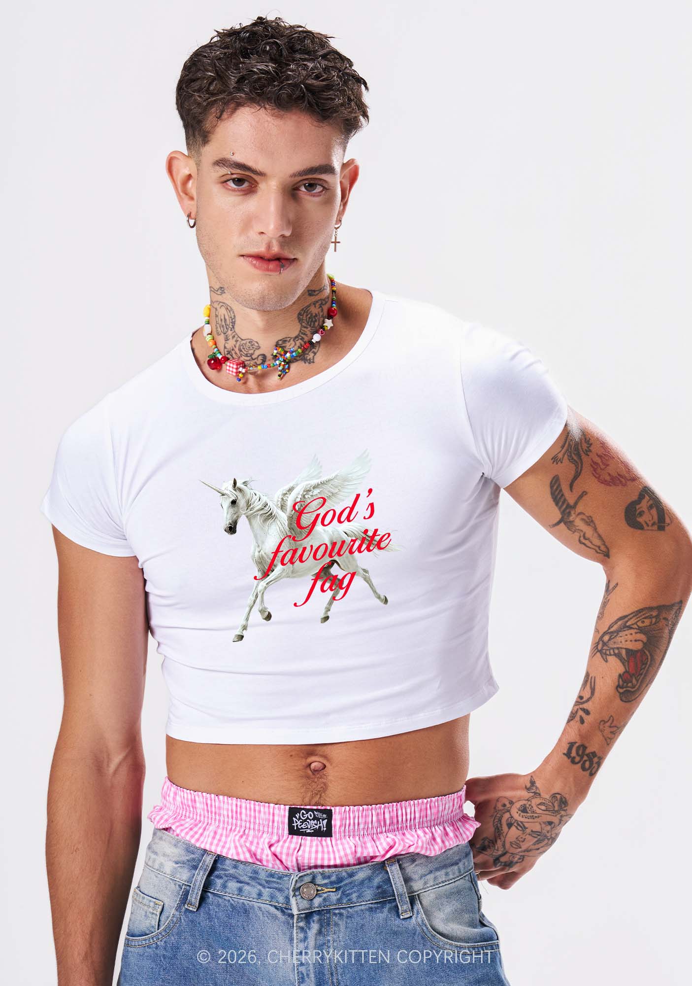Gods Favourite Fag Pride Y2K Baby Tee Cherrykitten