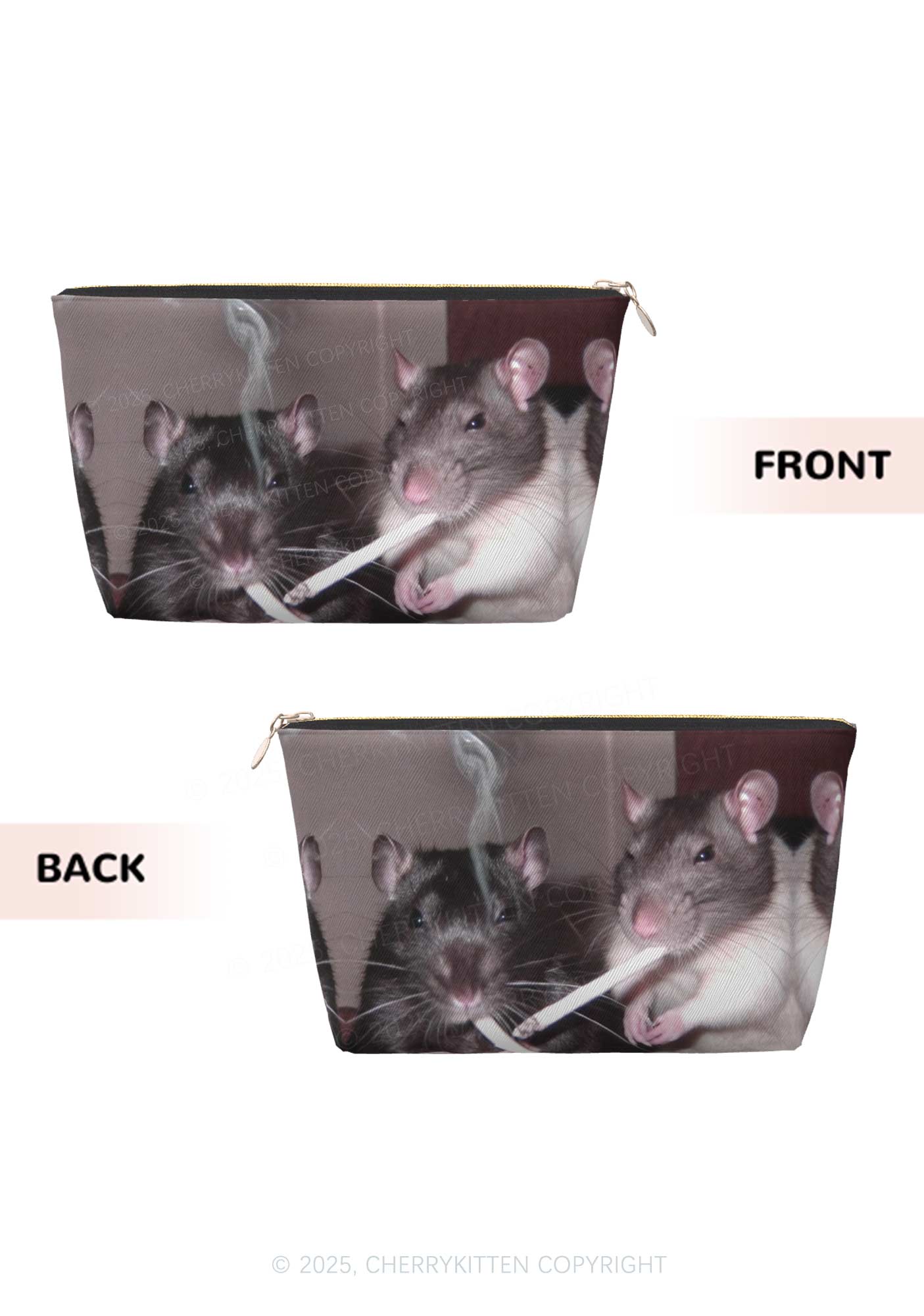 Smoking Rats Y2K Leather Makeup Bag Cherrykitten