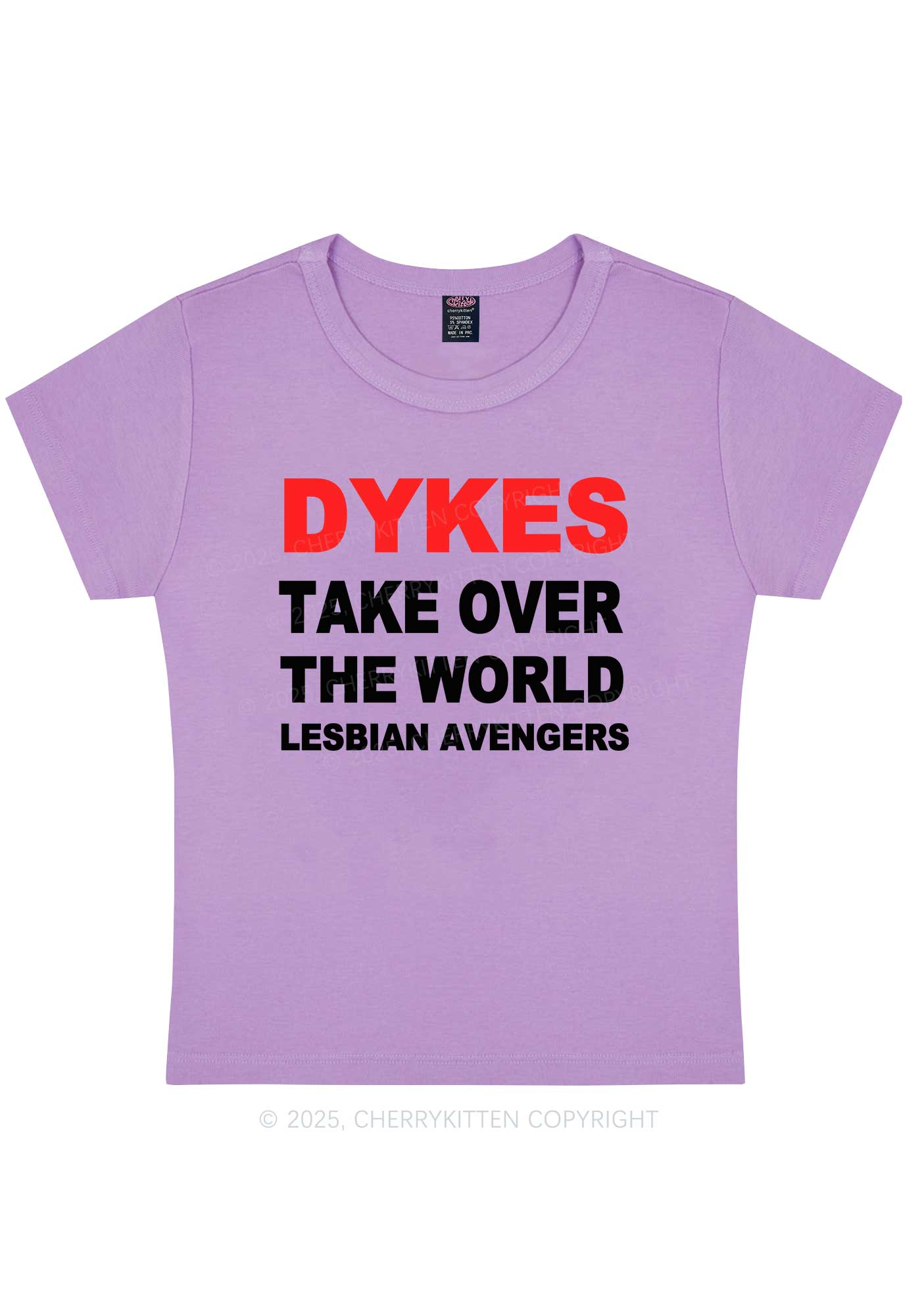 Dyke Take Over The World Y2K Baby Tee Cherrykitten