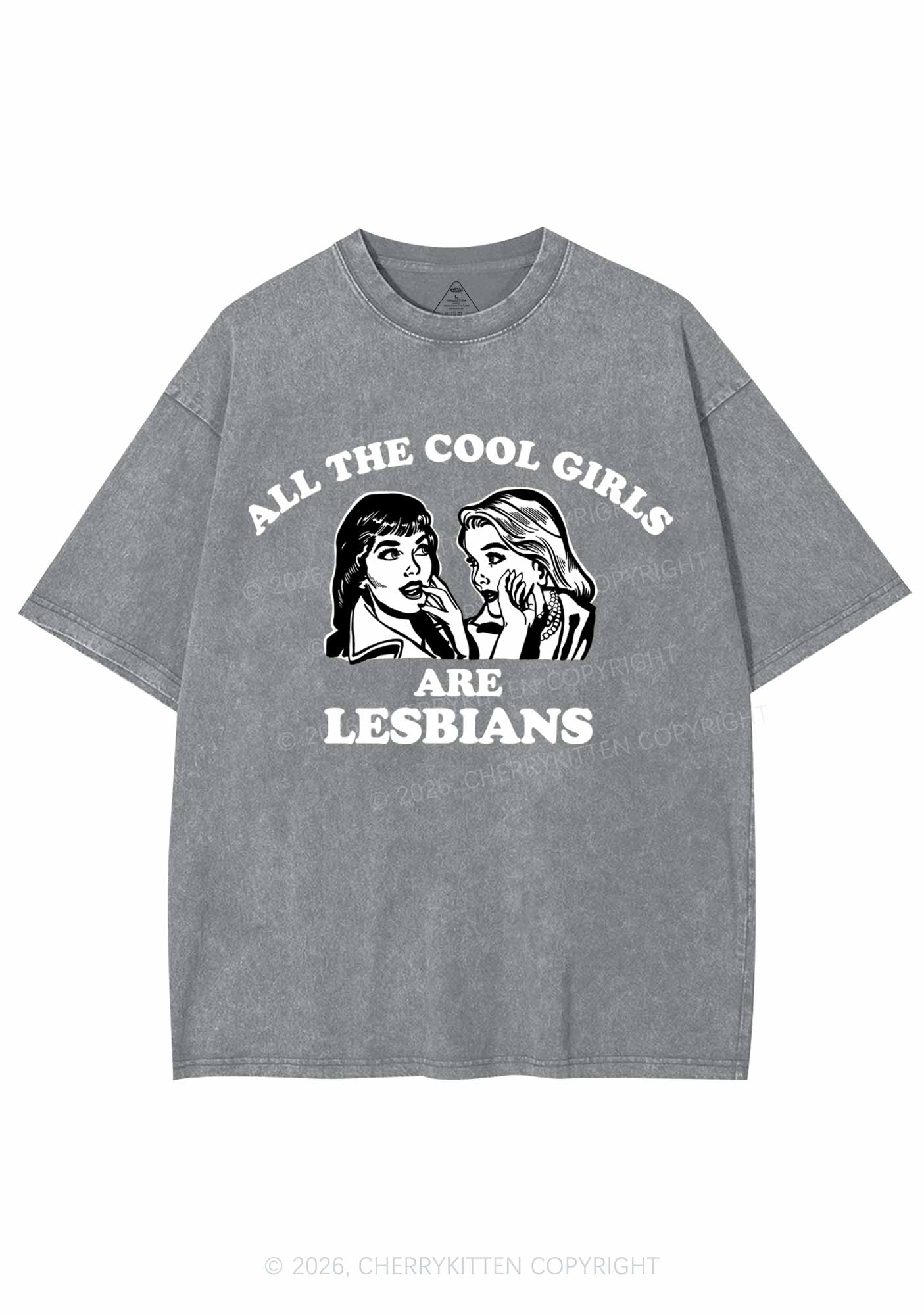 Cool Girls Lesbians Pride Y2K Shirts Washed Tee Cherrykitten
