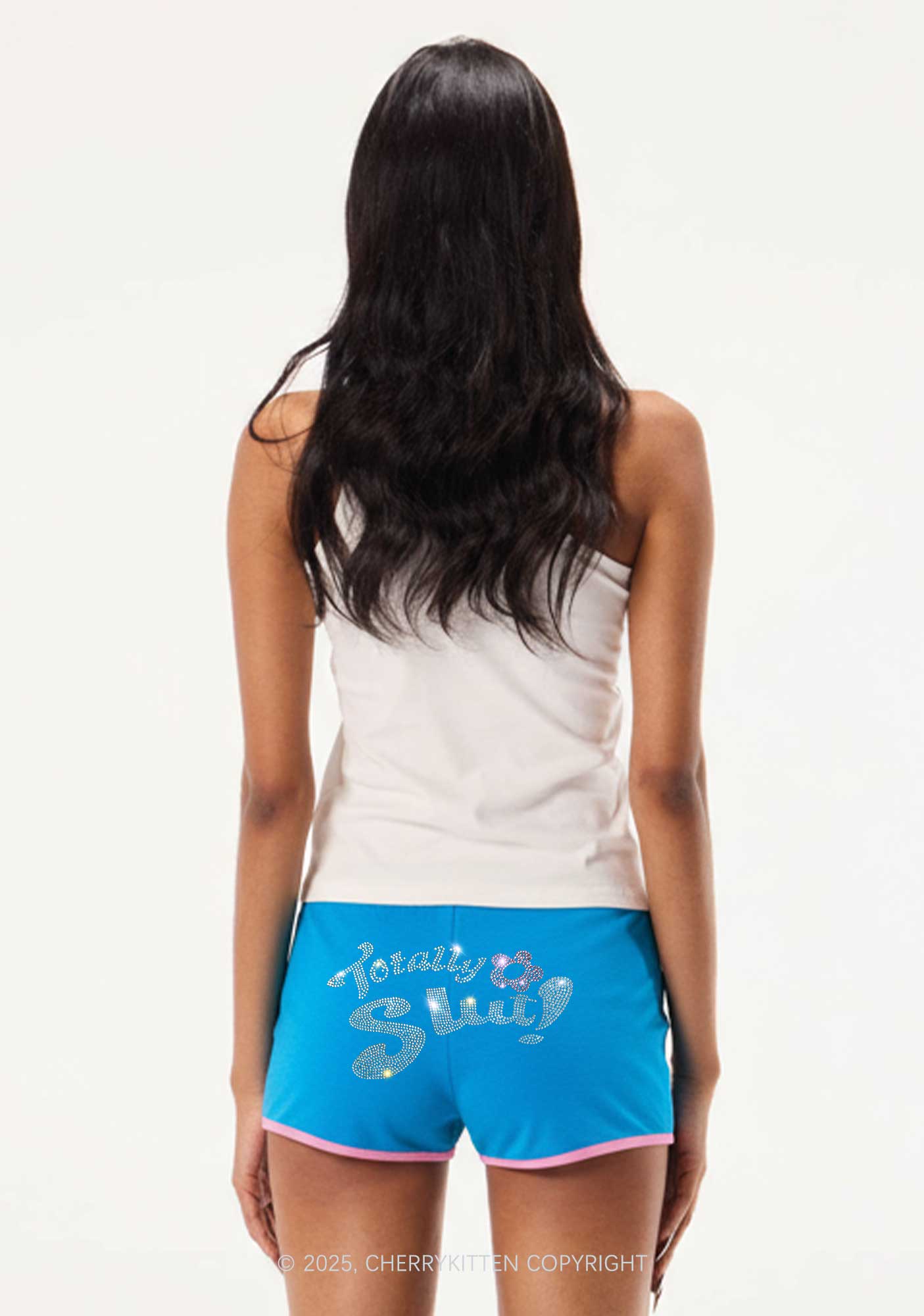 Rhinestone Totally Slxt Y2K Booty Shorts Cherrykitten