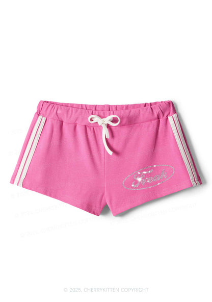 Rhinestone Mini Oval Freak Y2K Drawstring Mini Shorts Cherrykitten