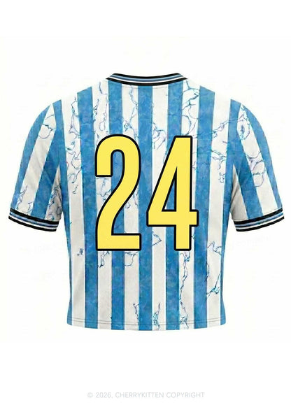 Blue He Him Hole Pride Y2K Crop Football Jersey Shirts Cherrykitten