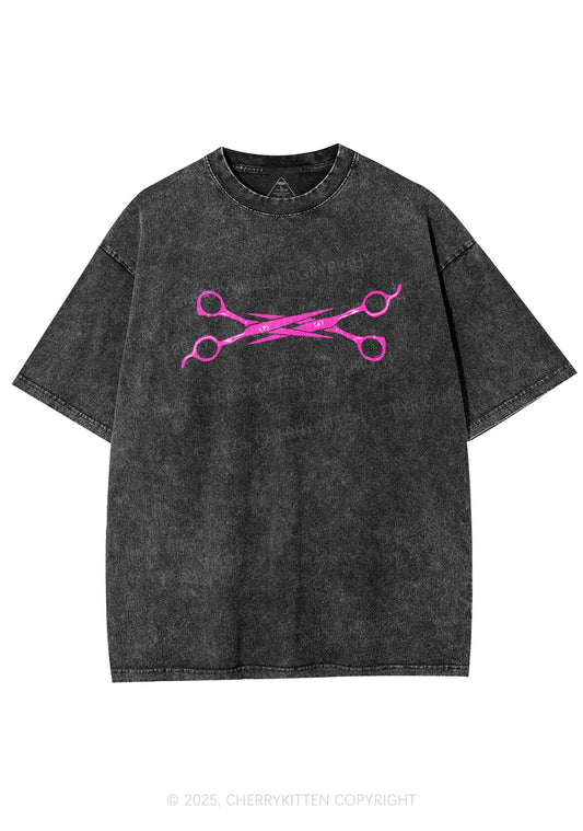 Pink Scissor Y2K Shirts Washed Tee Cherrykitten