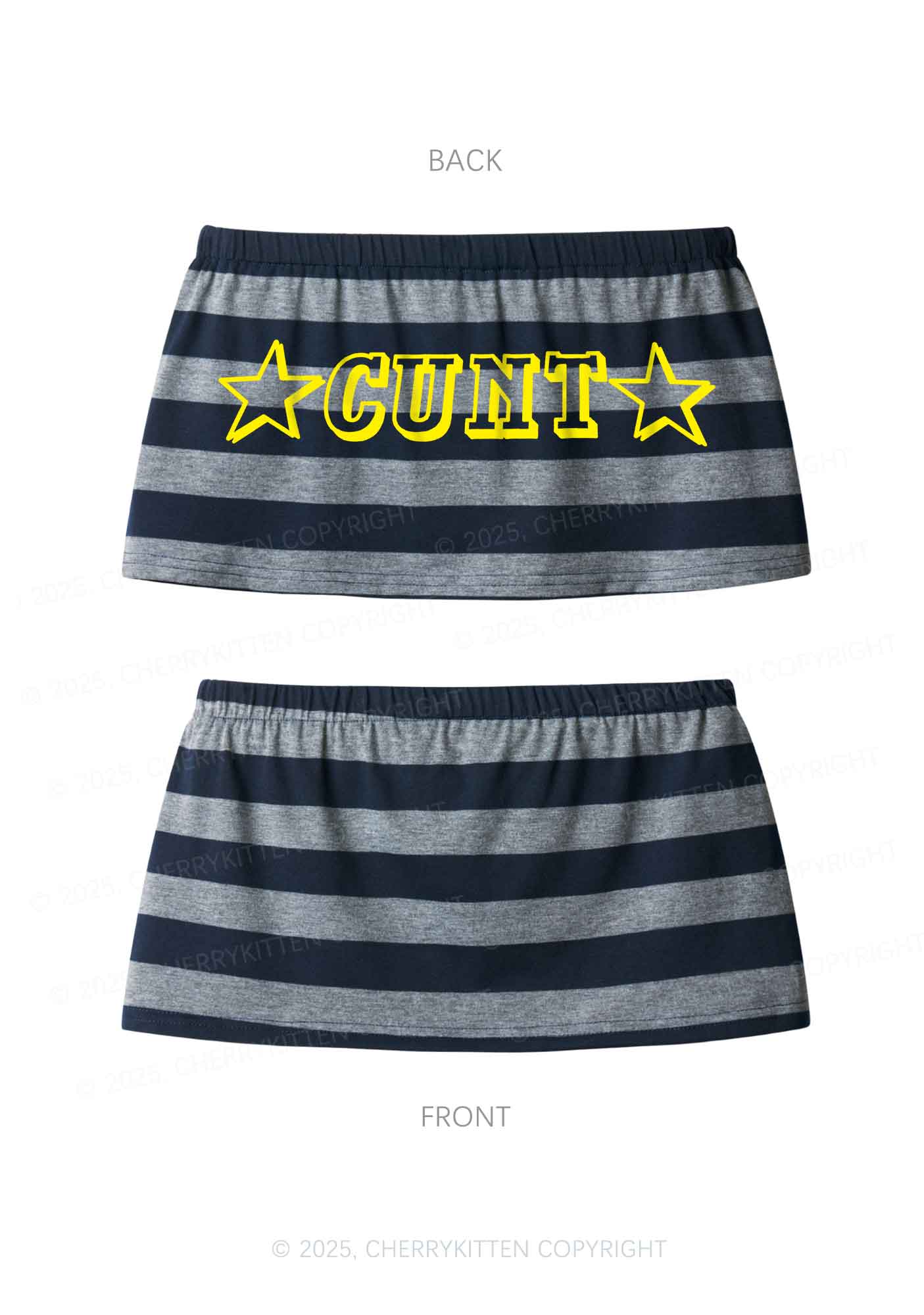 Star Count Y2K Navy Grey Striped Mini Skirt Cherrykitten