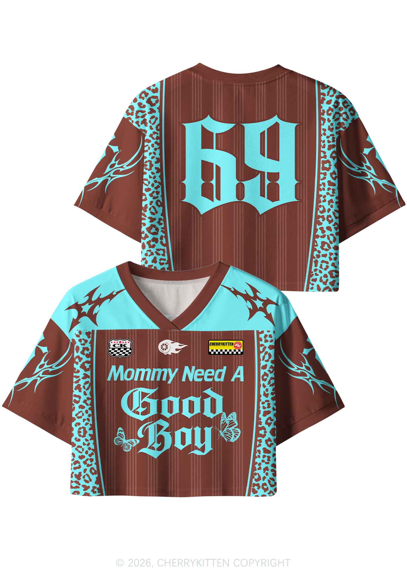 Mommy Needs A Good Boy Y2K Crop Sport Jersey Shirts Cherrykitten