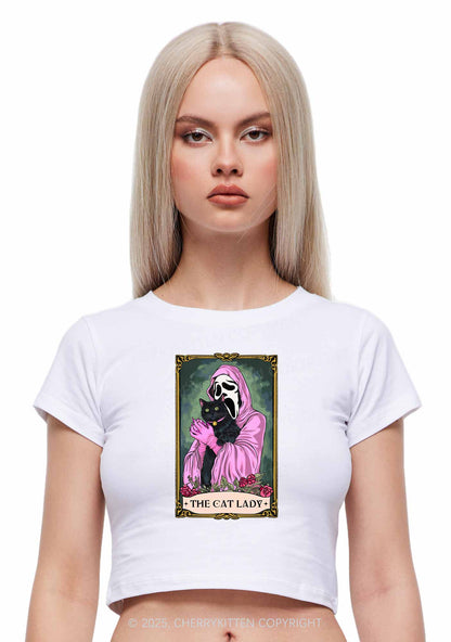 Halloween The Skull Cat Lady Y2K Baby Tee Cherrykitten