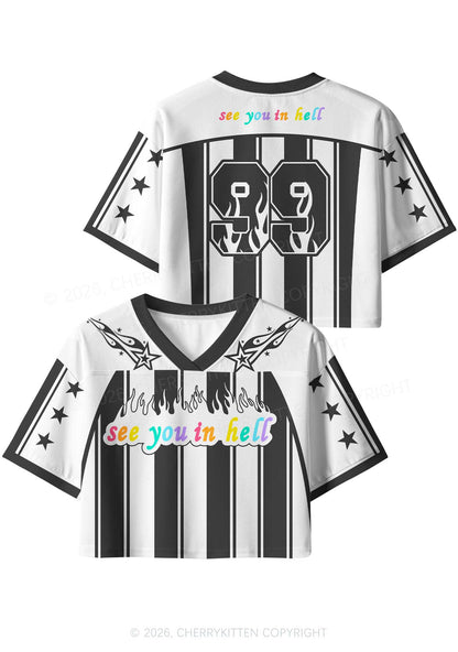 See You In Hell Pride Y2K Crop Sport Jersey Shirts Cherrykitten