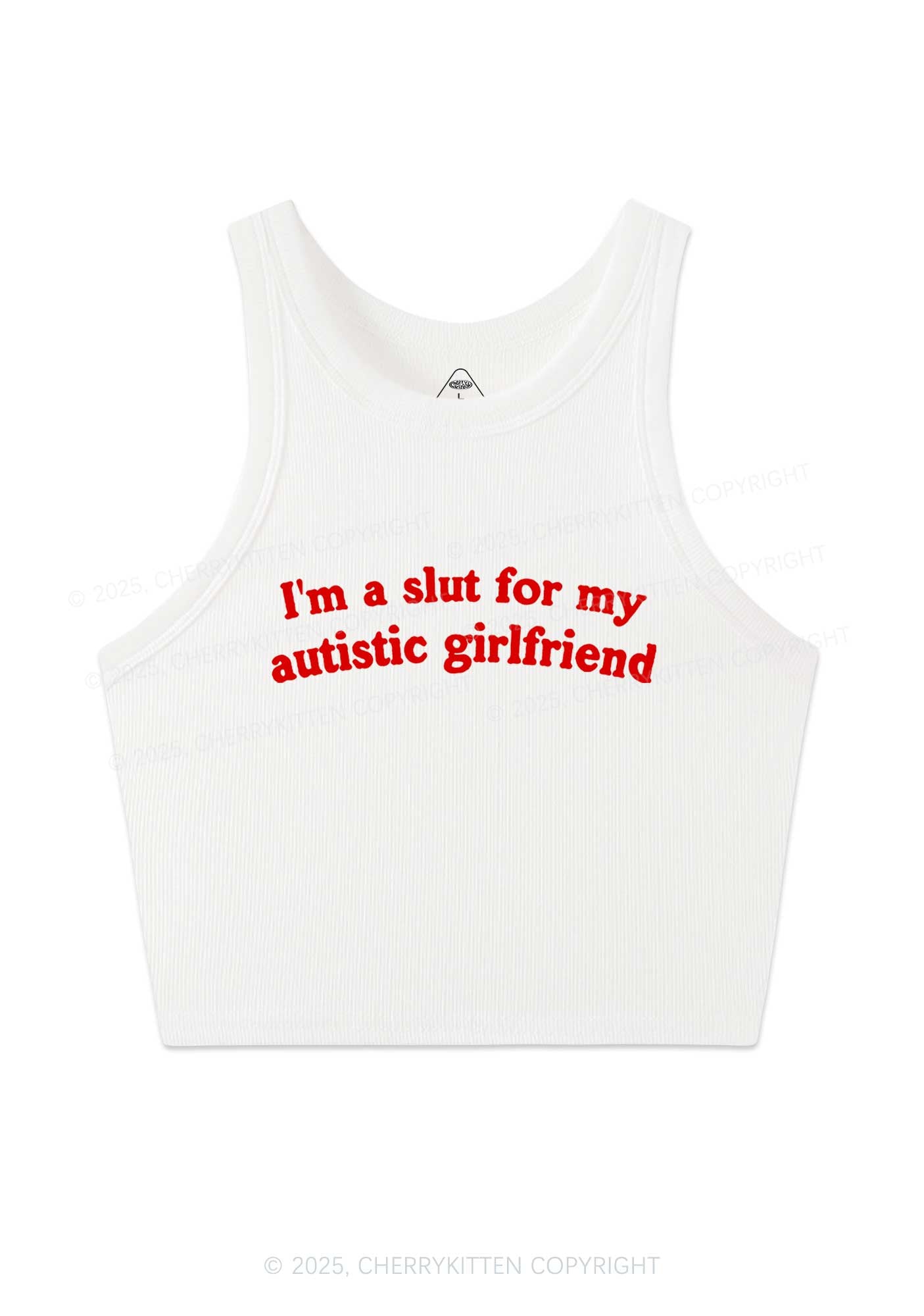 Slxt For My Autistic GF Y2K Crop Tank Top Cherrykitten