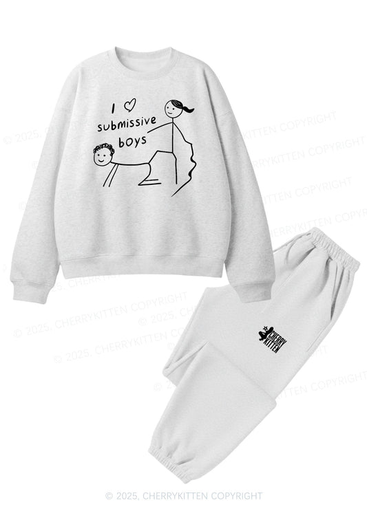I Love S Boys Y2K Fleece Sweatshirts Set Cherrykitten