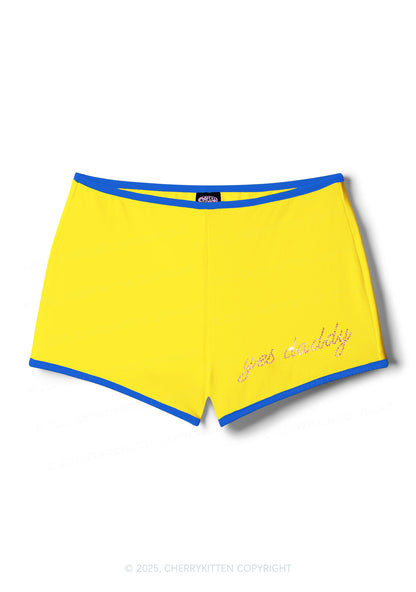 Rhinestone Pink Yes Daddy Y2K Booty Shorts Cherrykitten