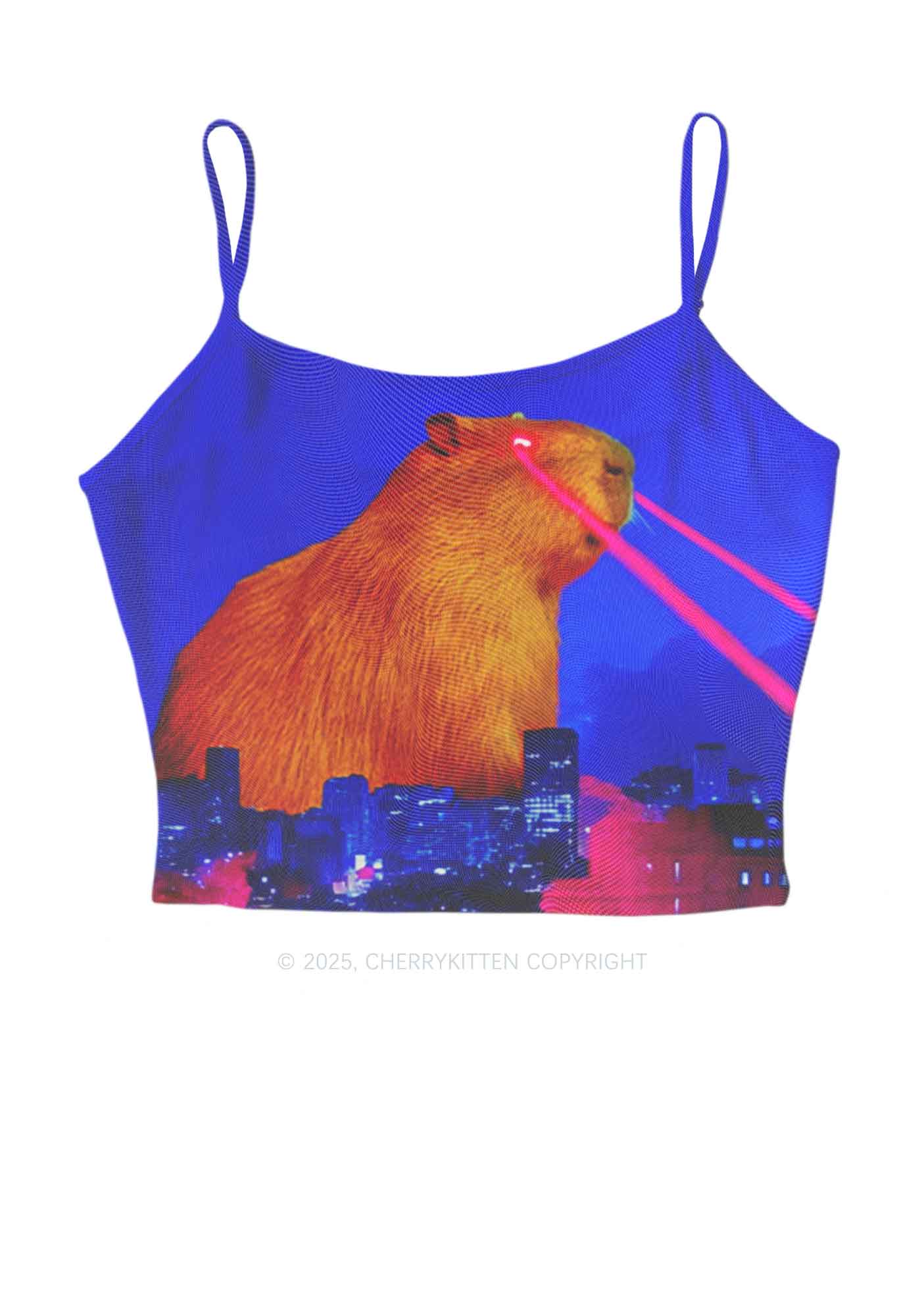 Laser Monster Capybara Y2K Mesh Cami Tank Cherrykitten