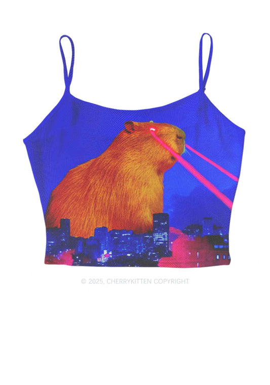 Laser Monster Capybara Y2K Mesh Cami Tank Cherrykitten