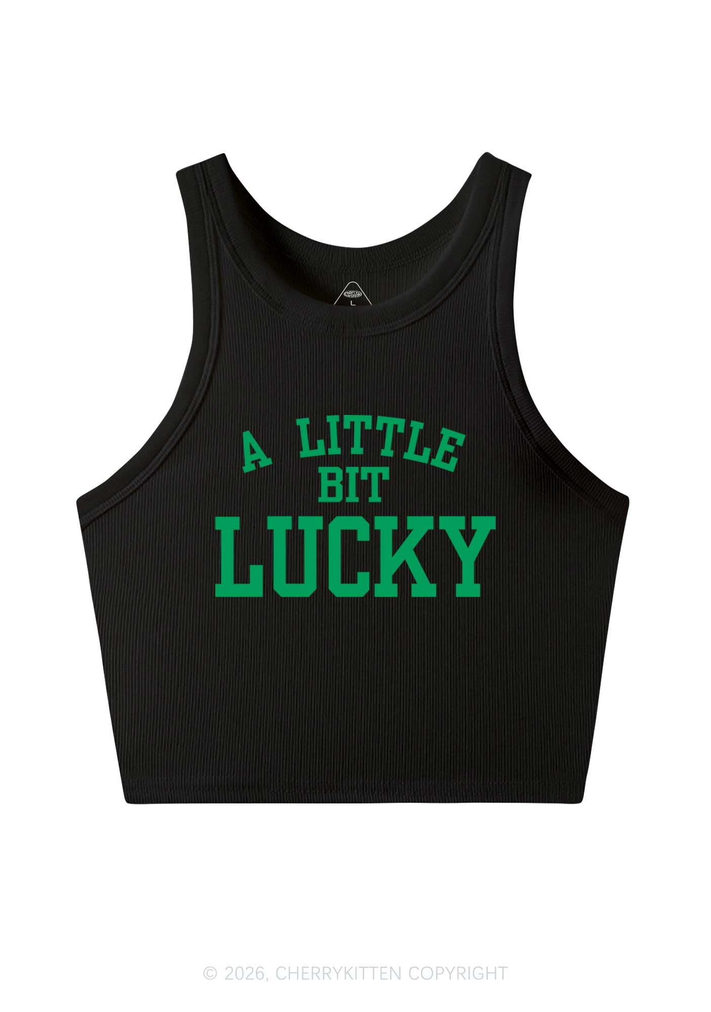 A Little Bit Lucky St Patricks Y2K Crop Tank Top Cherrykitten