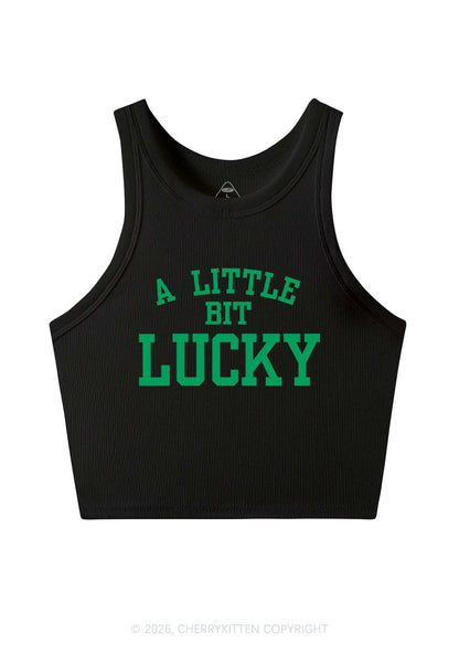 A Little Bit Lucky St Patricks Y2K Crop Tank Top Cherrykitten