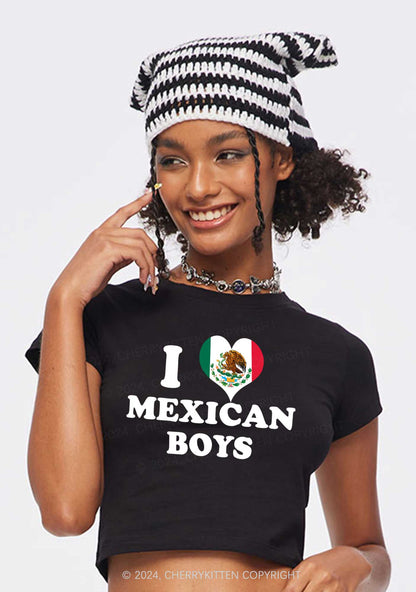I Love Boys Custom Photo Y2K Baby Tee Cherrykitten