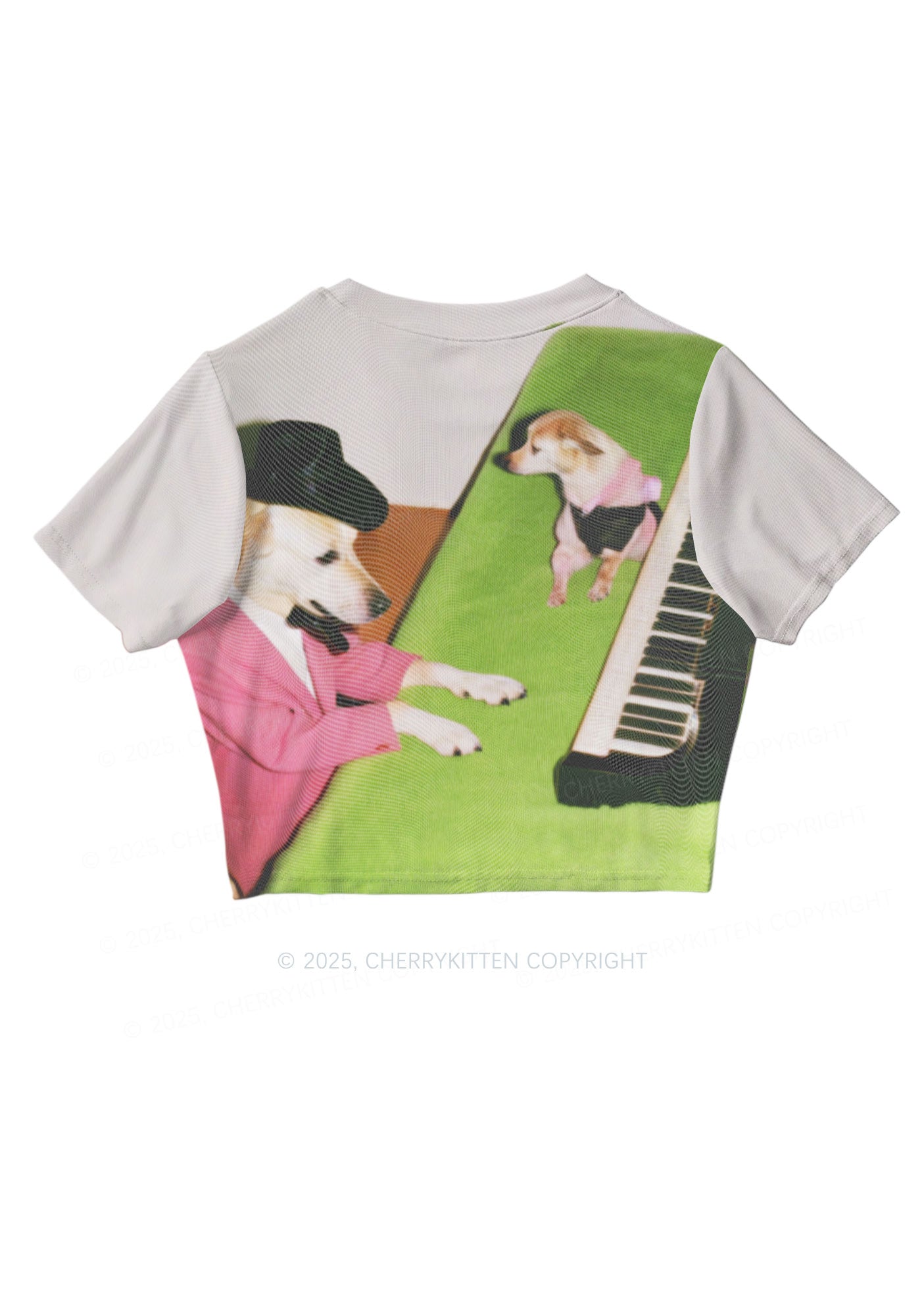Piano Pups Y2K Mesh Crop Top Cherrykitten
