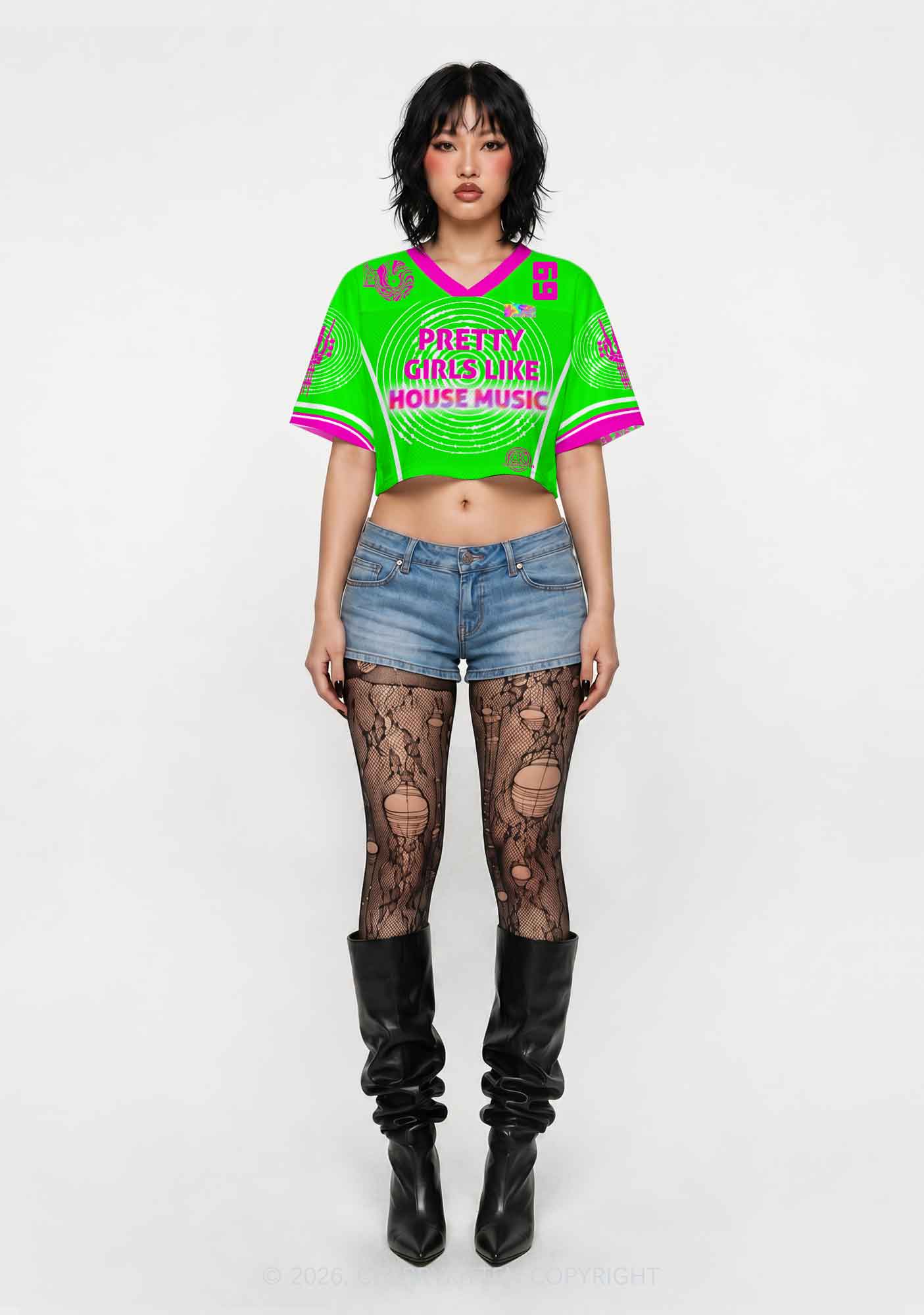 Pretty Girls Like House Music Y2K Crop Sport Jersey Shirts Cherrykitten