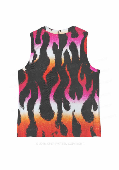 Lesbian Flame Pride Y2K Mesh Muscle Tank Cherrykitten