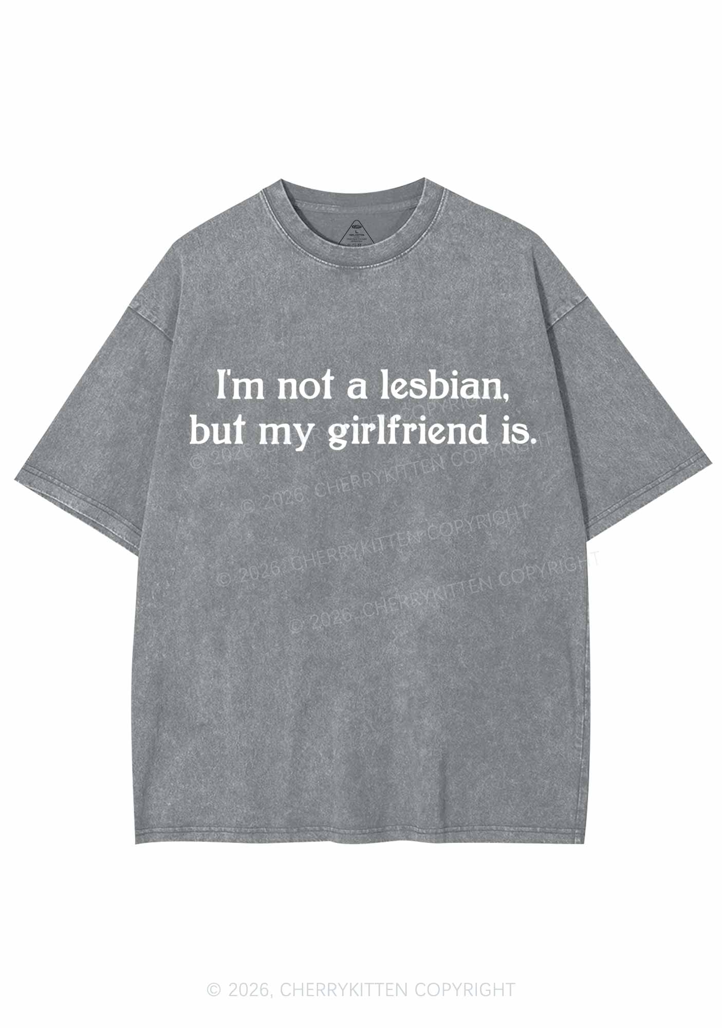 My Girlfriend Is Lesbian Pride Y2K Shirts Washed Tee Cherrykitten