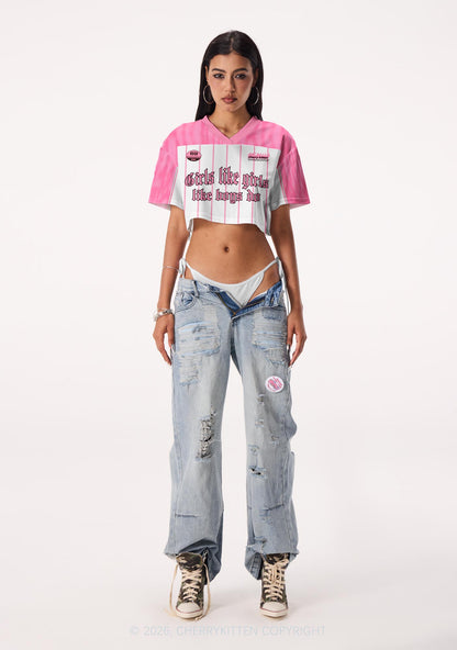 Girls Like Girls Like Boys Do Pride Y2K Crop Sport Jersey Shirts Cherrykitten