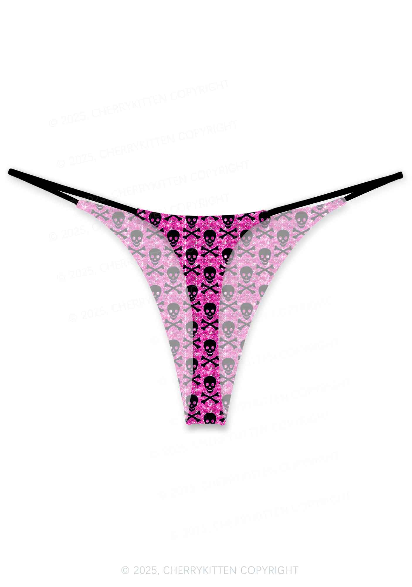 Skeleton Squad Valentine's Day Y2K Print Couples Boxer Thong Set Cherrykitten