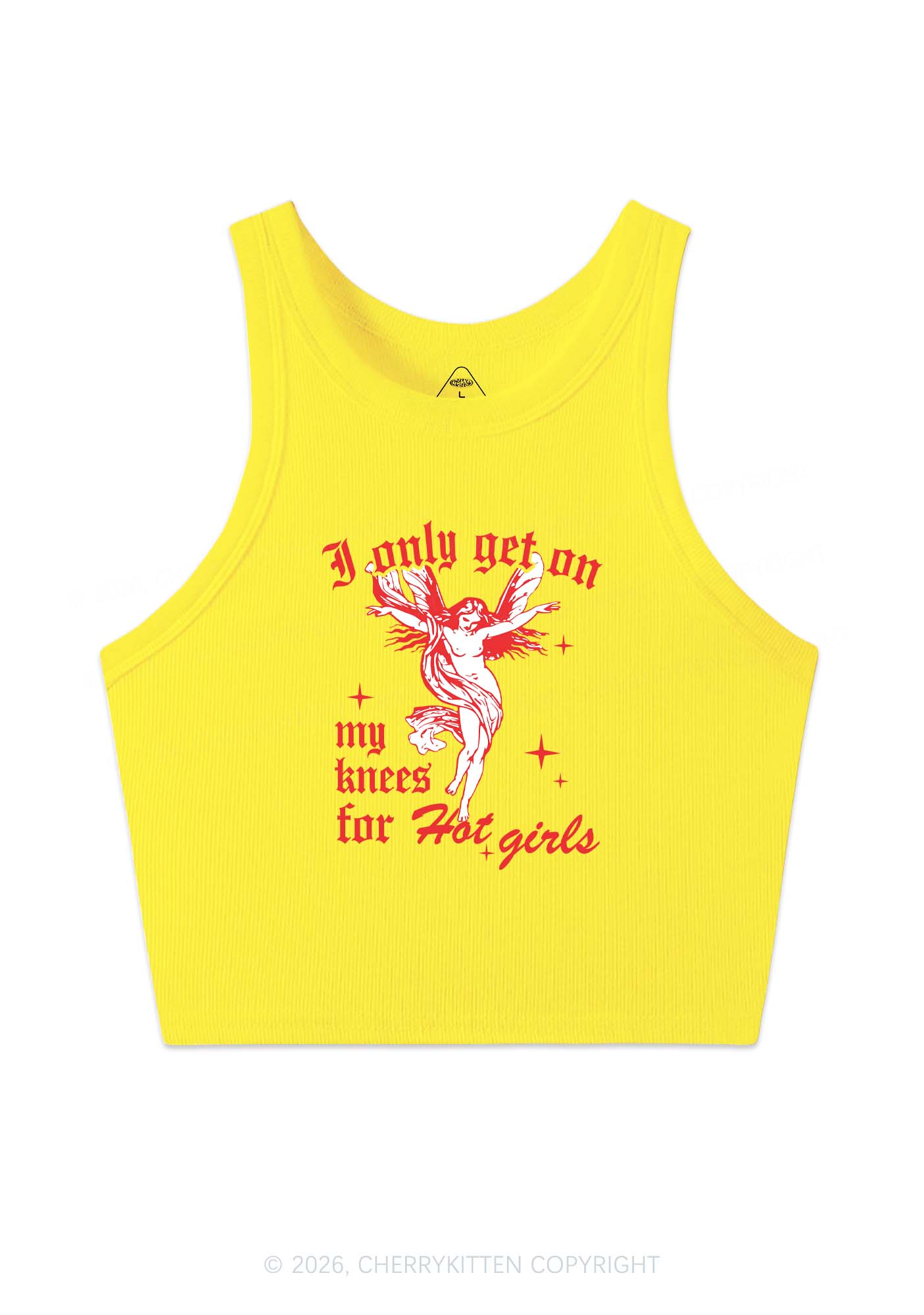 On My Knees For Hot Girls Pride Y2K Crop Tank Top Cherrykitten