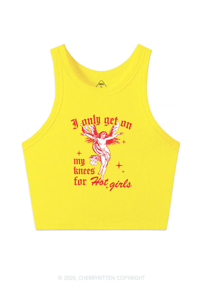 On My Knees For Hot Girls Pride Y2K Crop Tank Top Cherrykitten
