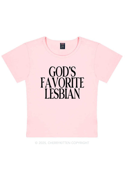 Gods Favorite Lesbian Pride Y2K Baby Tee Cherrykitten