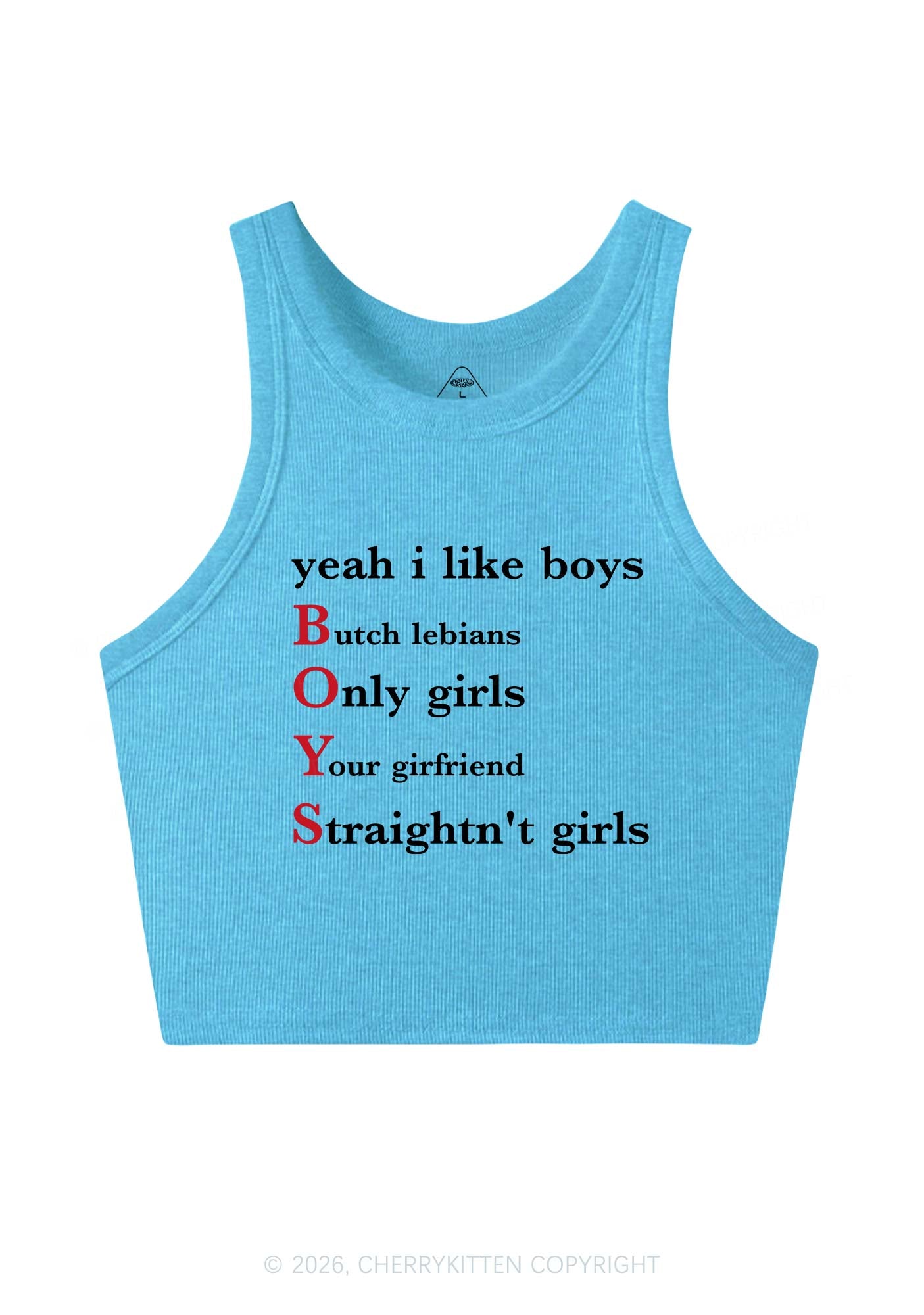 Yeah I Like Boys Pride Y2K Crop Tank Top Cherrykitten