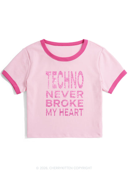 Glitter Techno Heart Y2K Ringer Tee Cherrykitten
