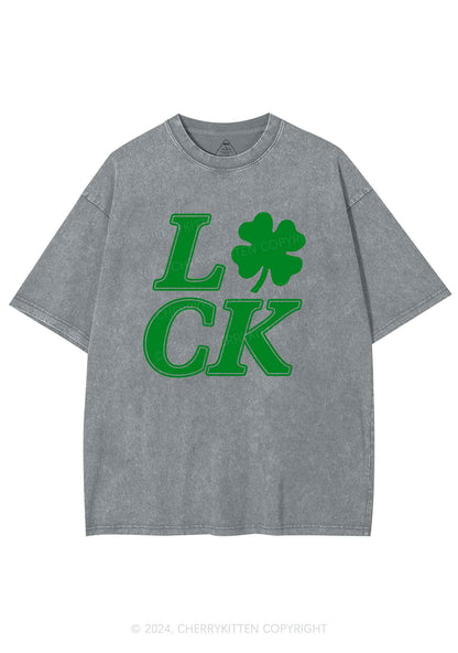 Lucky Clover St Patricks Y2K Washed Tee Cherrykitten