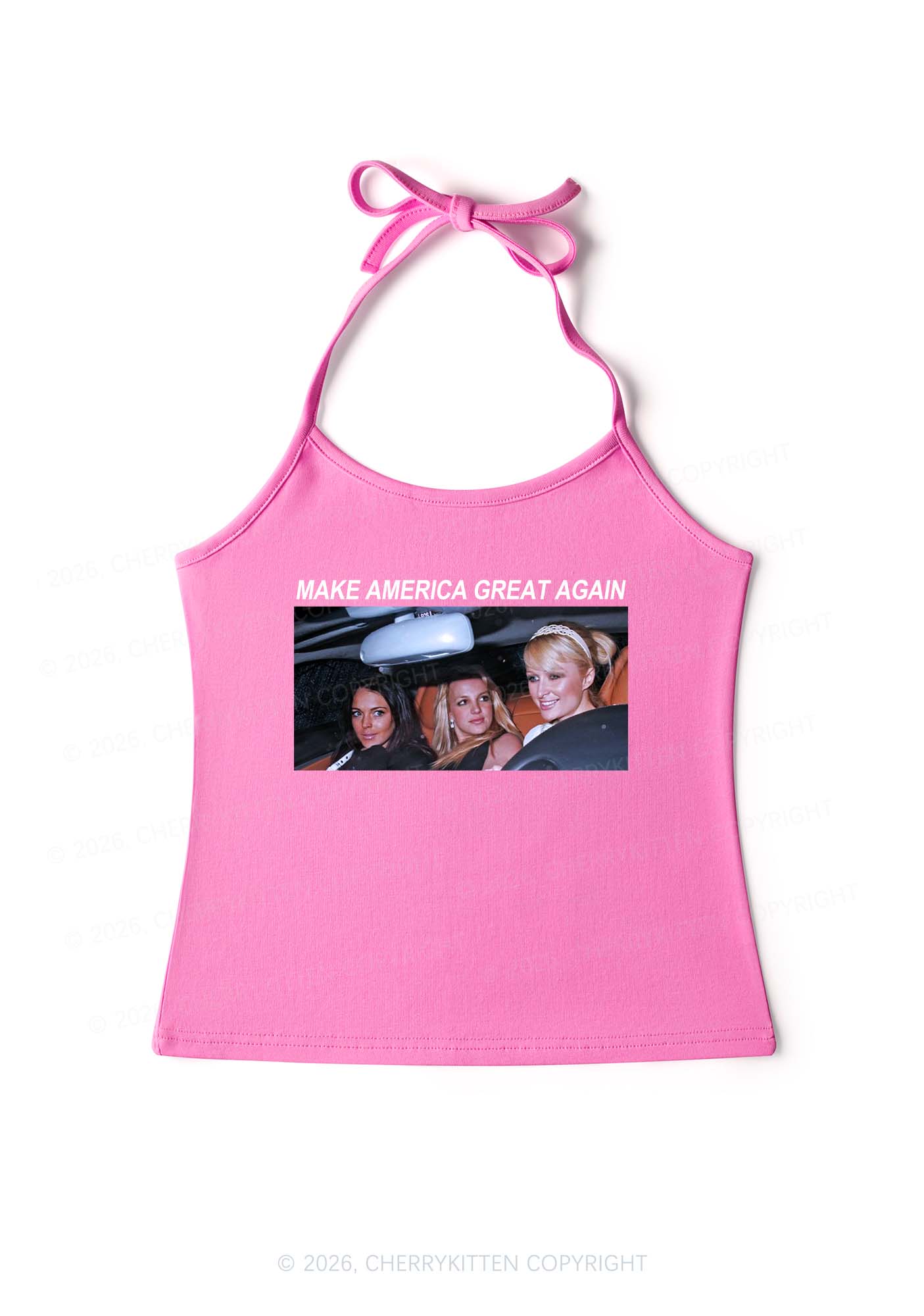 Make America Great Again Y2K Halter Neck Cami Cherrykitten