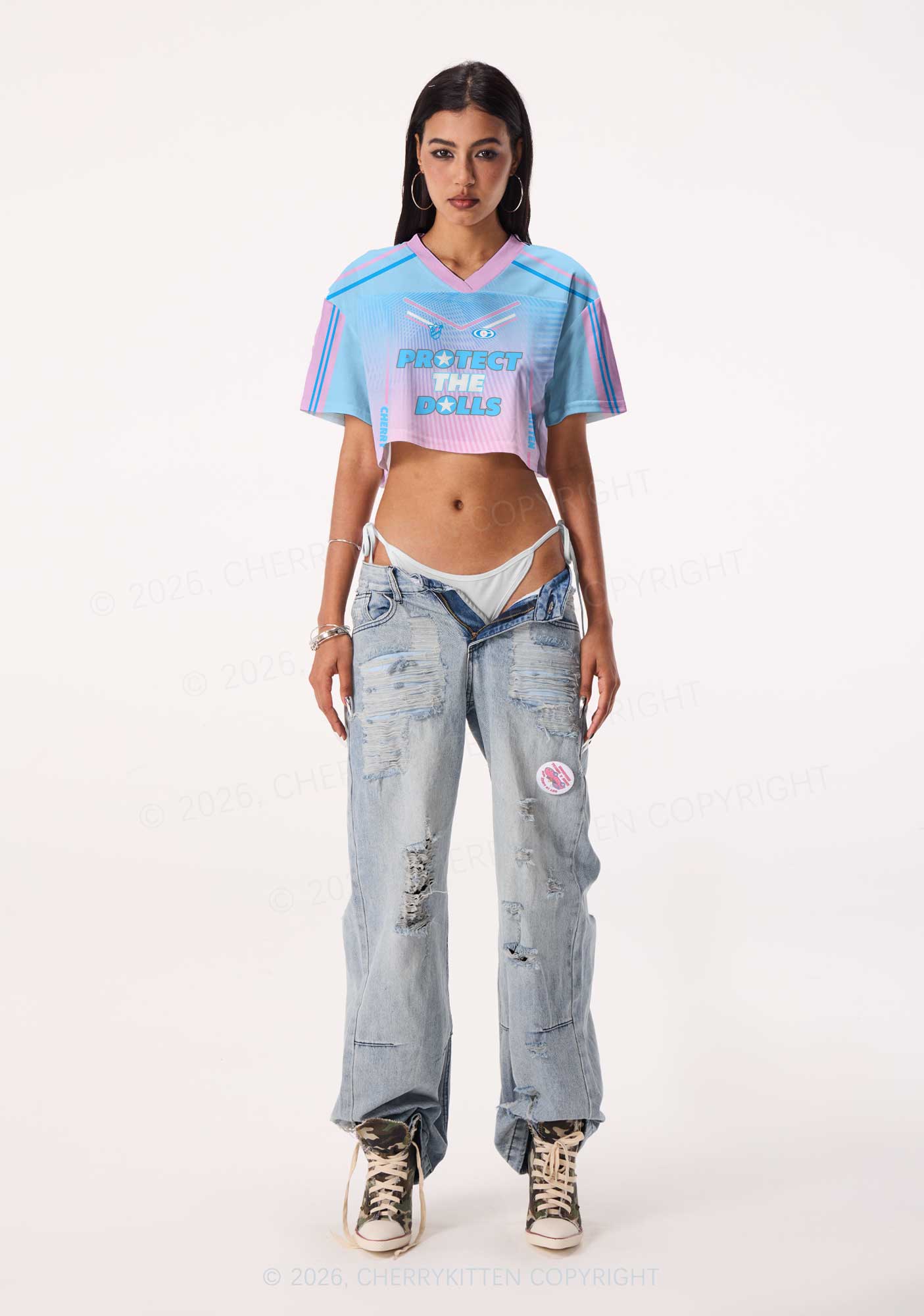 Protect The Dolls Pride Y2K Crop Sport Jersey Shirts Cherrykitten