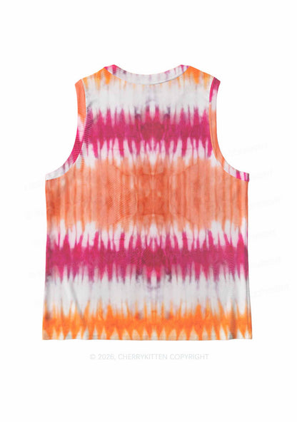 Lesbian Tie Dye Pride Y2K Mesh Muscle Tank Cherrykitten