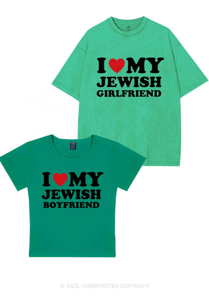 Custom I Love My Jewish GF BF Y2K Valentine's Day Couple Shirt Cherrykitten